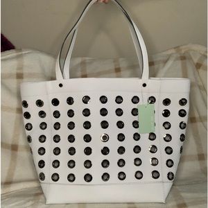 Deuc Lux white tote grommet bag NWT